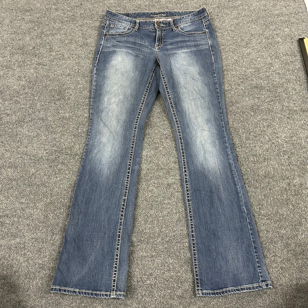 Maurices Jeans Womens Size 7/8 Long Blue Bootcut Stretch Faded Casual Denim